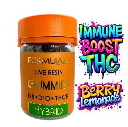 Green Valley Botanicals Immune Boost THC Gummies w/ 4500mg THC + Vit C + Shrooms Jar of 15 Berry Lemonade Flavor