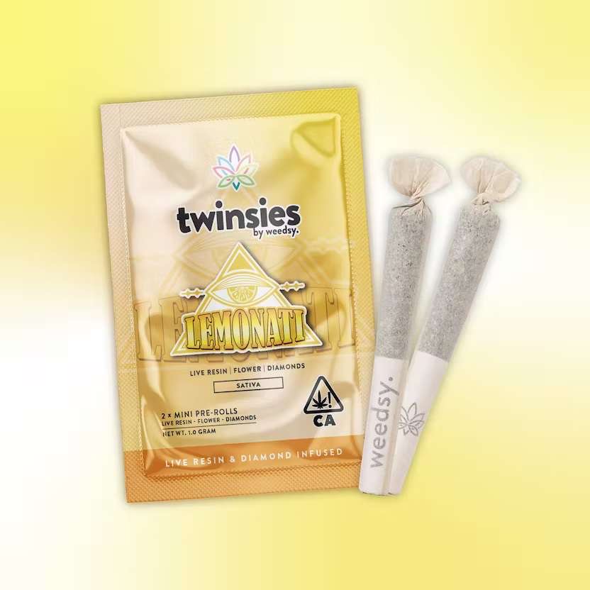 Green Valley Botanicals Twinsies – Lemonati 1G Live Resin & Diamond Infused Mini Pre-Rolls